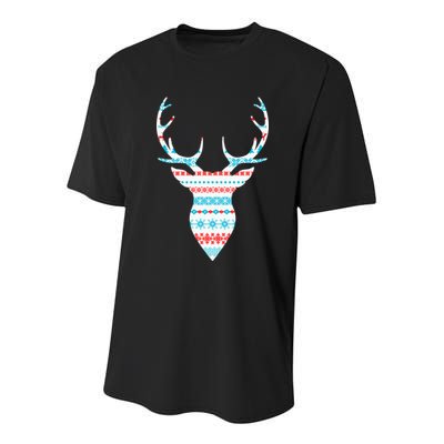 Ugly Christmas Pattern Deer Youth Performance Sprint T-Shirt