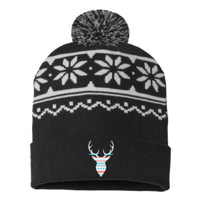 Ugly Christmas Pattern Deer USA-Made Snowflake Beanie