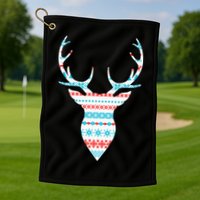 Ugly Christmas Pattern Deer Golf Towel