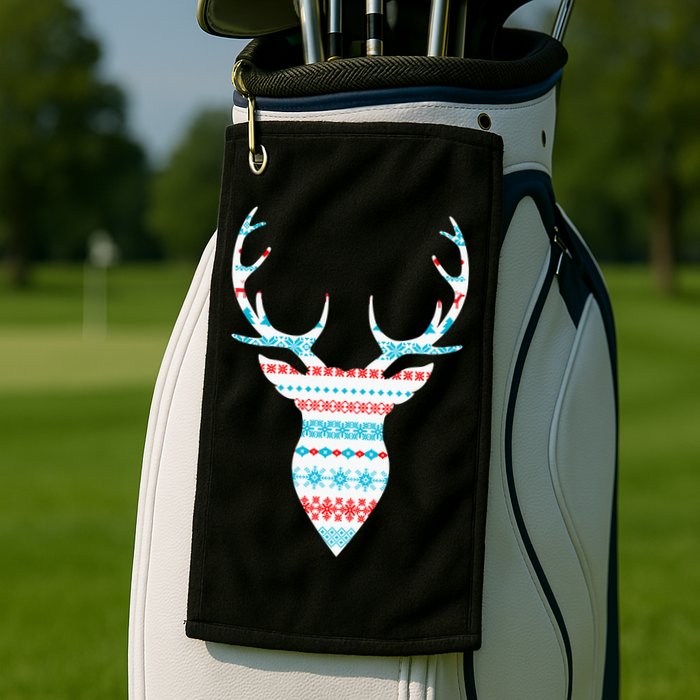 Ugly Christmas Pattern Deer Golf Towel