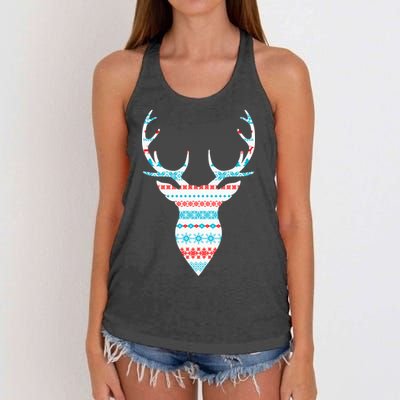Ugly Christmas Pattern Deer Women's Knotted Racerback Tank