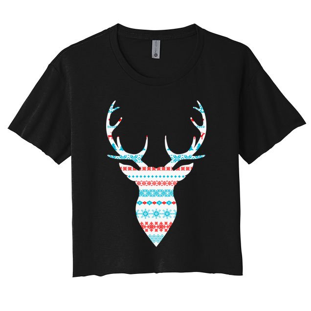 Ugly Christmas Pattern Deer Crop Top