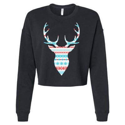 Ugly Christmas Pattern Deer Cropped Pullover Crew