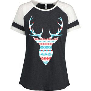 Ugly Christmas Pattern Deer Enza Ladies Jersey Colorblock Tee