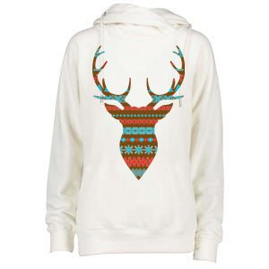 Ugly Christmas Pattern Deer Womens Funnel Neck Pullover Hood