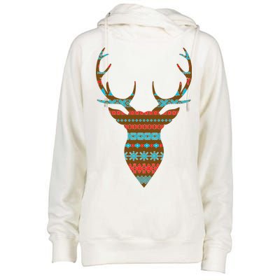 Ugly Christmas Pattern Deer Womens Funnel Neck Pullover Hood