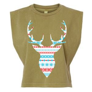 Ugly Christmas Pattern Deer Garment-Dyed Women's Muscle Tee