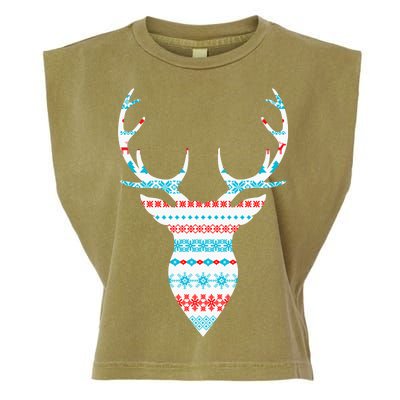 Ugly Christmas Pattern Deer Garment-Dyed Women's Muscle Tee