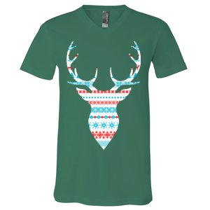 Ugly Christmas Pattern Deer V-Neck T-Shirt