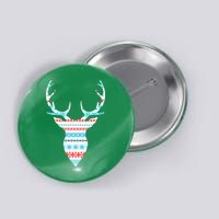 Ugly Christmas Pattern Deer Button