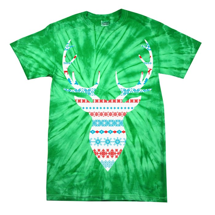 Ugly Christmas Pattern Deer Tie-Dye T-Shirt