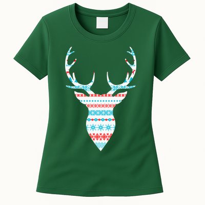 Ugly Christmas Pattern Deer Womens T-Shirt