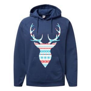 Ugly Christmas Pattern Deer Performance Fleece Hoodie