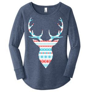 Ugly Christmas Pattern Deer Women's Perfect Tri Tunic Long Sleeve Shirt