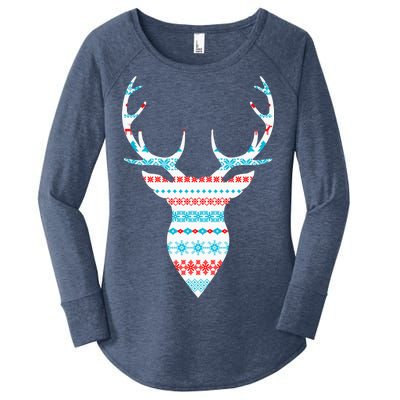 Ugly Christmas Pattern Deer Women's Perfect Tri Tunic Long Sleeve Shirt