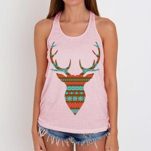 Ugly Christmas Pattern Deer Women's Knotted Racerback Tank