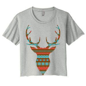 Ugly Christmas Pattern Deer Women's Crop Top Tee