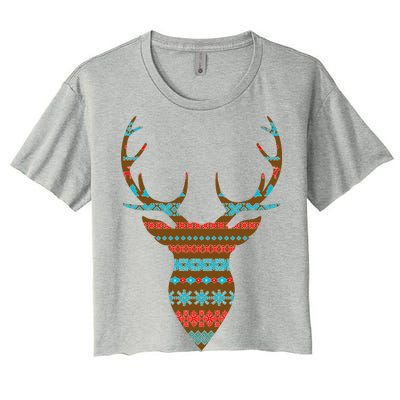 Ugly Christmas Pattern Deer Women's Crop Top Tee