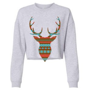 Ugly Christmas Pattern Deer Cropped Pullover Crew