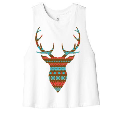 Ugly Christmas Pattern Deer Women's Racerback Cropped Tank