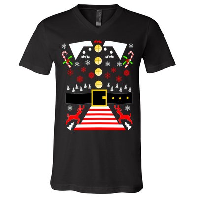 Ugly Christmas Sweater Elf Costume V-Neck T-Shirt