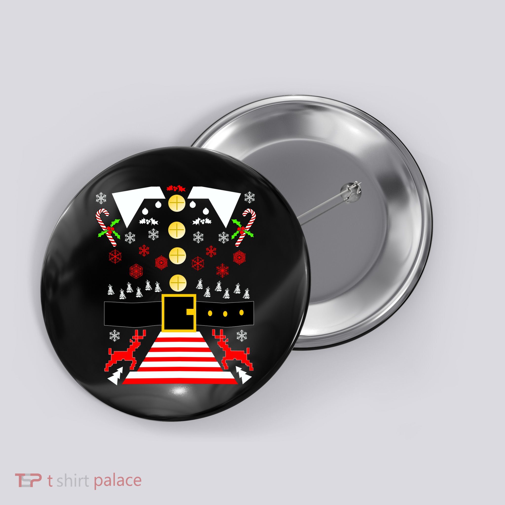 Ugly Christmas Sweater Elf Costume Button