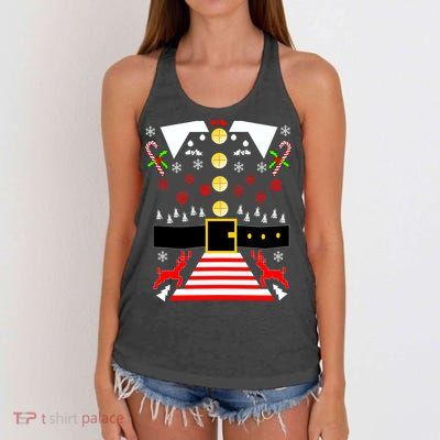 Ugly Christmas Sweater Elf Costume Women's Knotted Racerback Tank