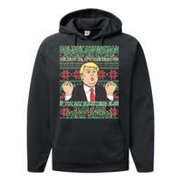 Ugly Christmas Sweater Fake News Trump Performance Fleece Hoodie