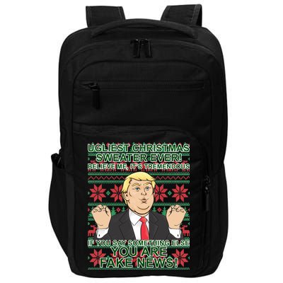 Ugly Christmas Sweater Fake News Trump Impact Tech Backpack