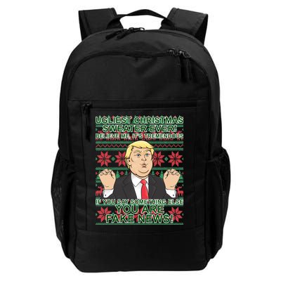 Ugly Christmas Sweater Fake News Trump Daily Commute Backpack