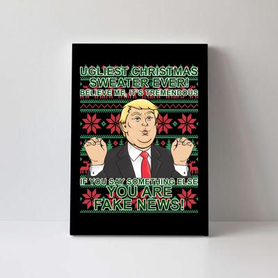 Ugly Christmas Sweater Fake News Trump Canvas