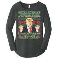 Ugly Christmas Sweater Fake News Trump Women's Perfect Tri Tunic Long Sleeve Shirt