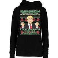 Ugly Christmas Sweater Fake News Trump Womens Funnel Neck Pullover Hood