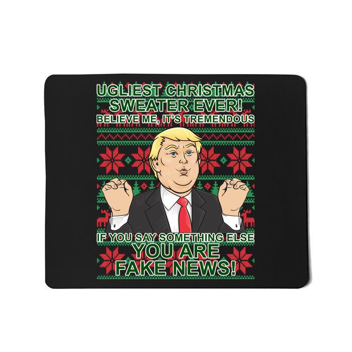 Ugly Christmas Sweater Fake News Trump Mousepad