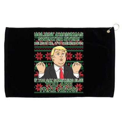 Ugly Christmas Sweater Fake News Trump Grommeted Golf Towel