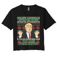 Ugly Christmas Sweater Fake News Trump Women's Crop Top Tee