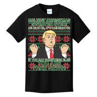 Ugly Christmas Sweater Fake News Trump Kids T-Shirt