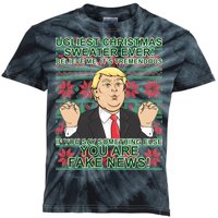 Ugly Christmas Sweater Fake News Trump Kids Tie-Dye T-Shirt