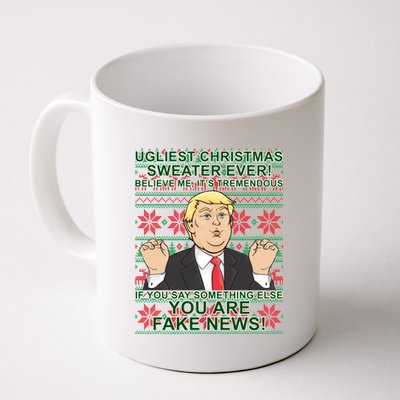 Ugly Christmas Sweater Fake News Trump Coffee Mug