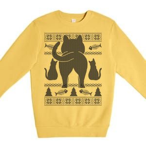 Ugly Christmas Sweater Festive Cat Butt Premium Crewneck Sweatshirt