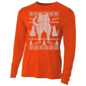 Ugly Christmas Sweater Festive Cat Butt Cooling Performance Long Sleeve Crew