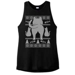 Ugly Christmas Sweater Festive Cat Butt Ladies PosiCharge Tri-Blend Wicking Tank