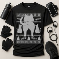 Ugly Christmas Sweater Festive Cat Butt Cooling Performance Crew T-Shirt