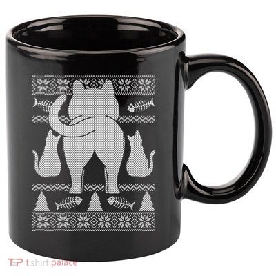Ugly Christmas Sweater Festive Cat Butt 11oz C Handle Ceramic Mug