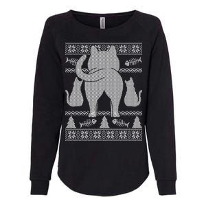 Ugly Christmas Sweater Festive Cat Butt Womens California Wash Sweatshirt