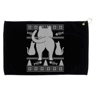 Ugly Christmas Sweater Festive Cat Butt Grommeted Golf Towel