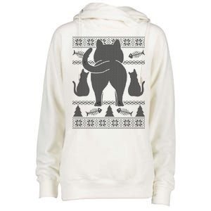 Ugly Christmas Sweater Festive Cat Butt Womens Funnel Neck Pullover Hood