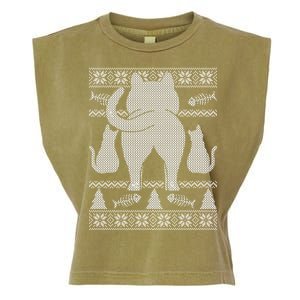 Ugly Christmas Sweater Festive Cat Butt Garment-Dyed Women's Muscle Tee