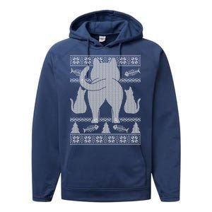 Ugly Christmas Sweater Festive Cat Butt Performance Fleece Hoodie