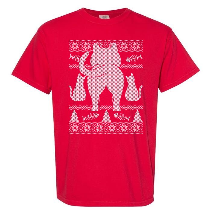 Ugly Christmas Sweater Festive Cat Butt Garment-Dyed Heavyweight T-Shirt